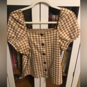 Madewell Gingham puff sleeve blouse